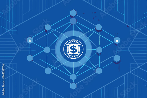 Futuristic vector artwork showcasing AI and blockchain technology integration; sleek, geometric shapes, vibrant color gradients, network nodes.