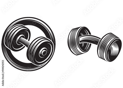 vector silhouette of a barbell, barbell logo icon vector illustration, barbell logo icon vector, barbell icon isolated on white background.
