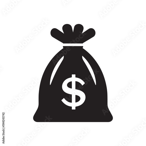 money bag icon silhouette vector illustration