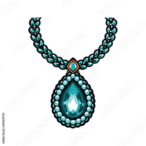 Render a stunning image of a luxury teardrop-shaped pendant necklace, showcasing its intricate details and luxurious materials.  Highlight its elegant design and exquisite craftsmanship.