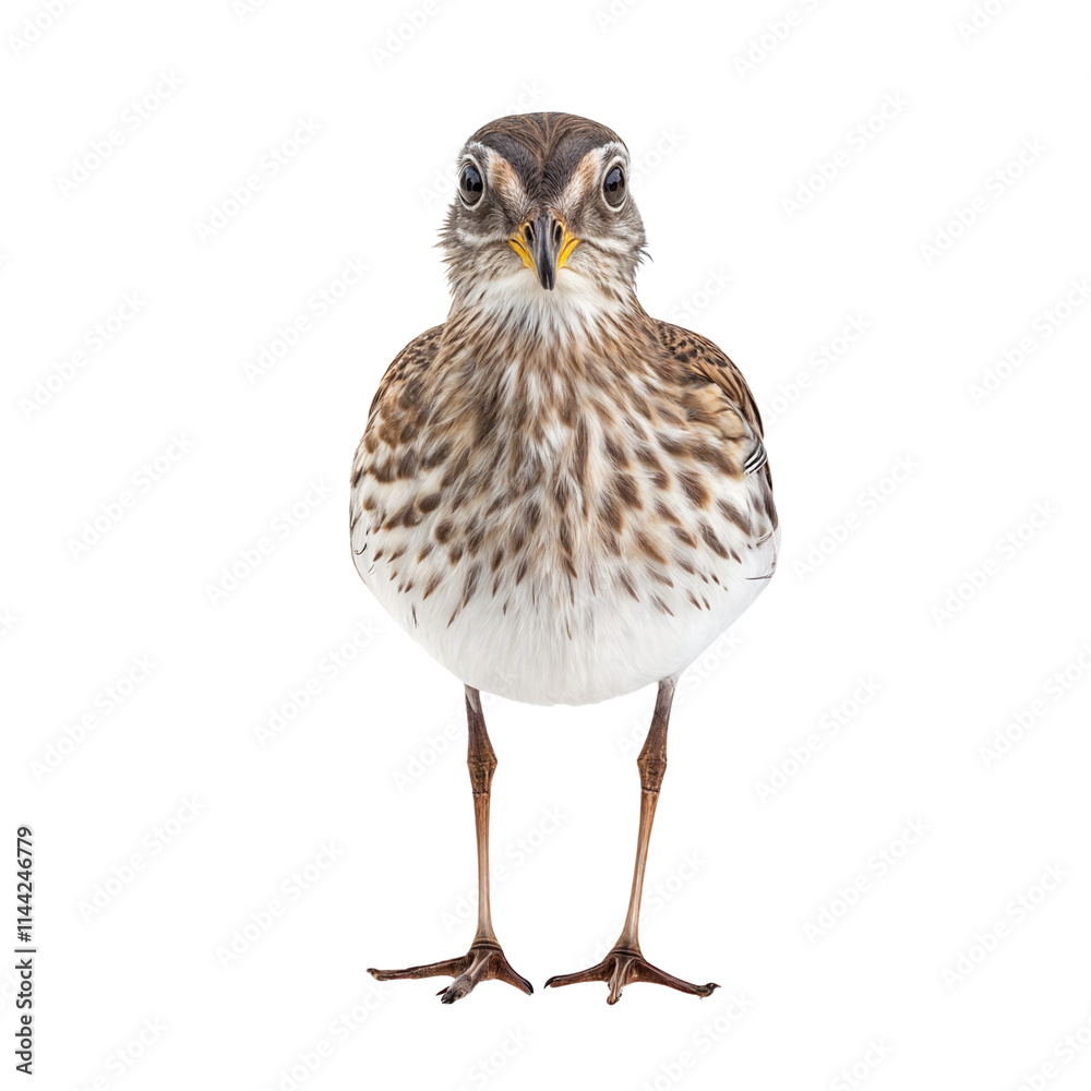 Fototapeta premium The Curious Shorebird: A close-up portrait of a shorebird, its head tilted inquisitively, capturing the unique charm and wild beauty of these feathered creatures.