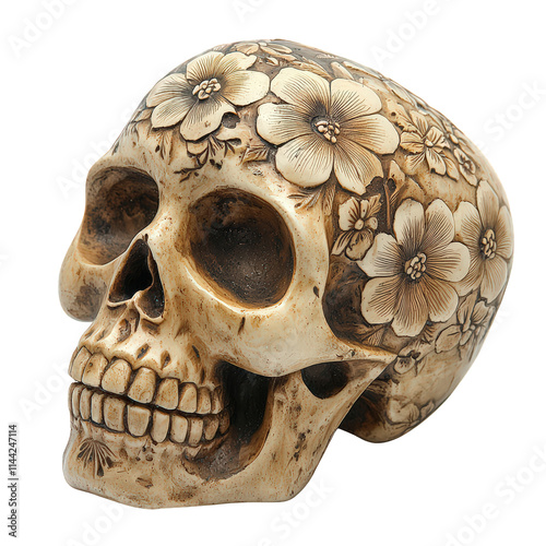 Day of the Dead Skull Isolated on Transparent Background photo