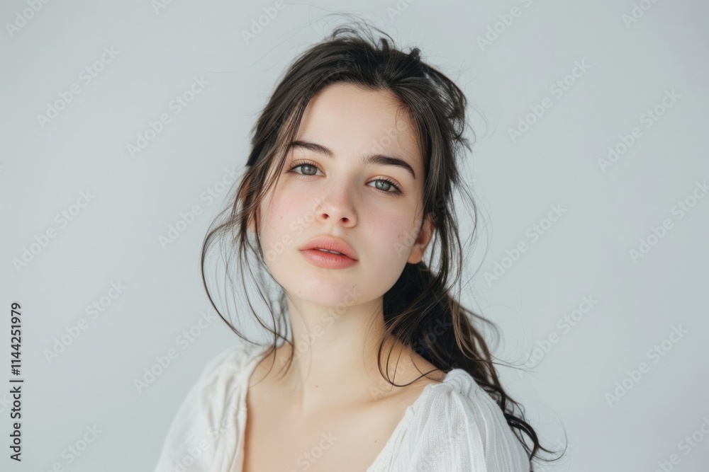Beautiful girl model in casual summer clothes no makeup portrait Beautiful girl model in casual summer clothes no makeup portrait