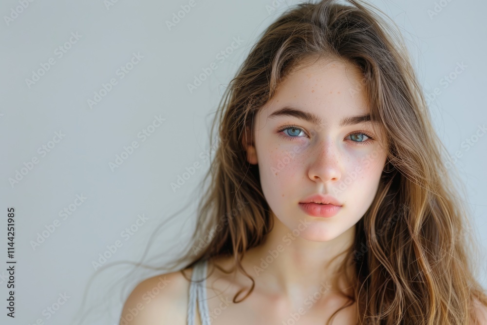 Beautiful girl model in casual summer clothes no makeup portrait Beautiful girl model in casual summer clothes no makeup portrait