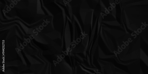 Black crumpled paper texture . Black wrinkled paper texture. Black paper texture . Black crumpled and top view textures can be used for background of text or any contents .