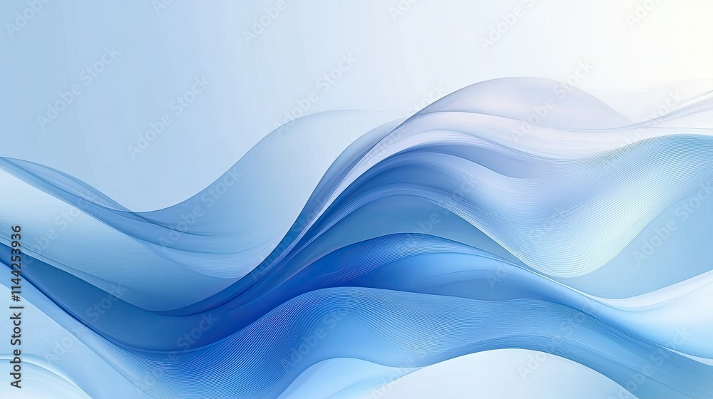 Flowing Abstract Waves in Soft Blue Tones with Smooth Gradients