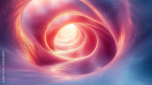 Colorful swirling vortex of light and energy in a cosmic setting with hints of pink and blue shades