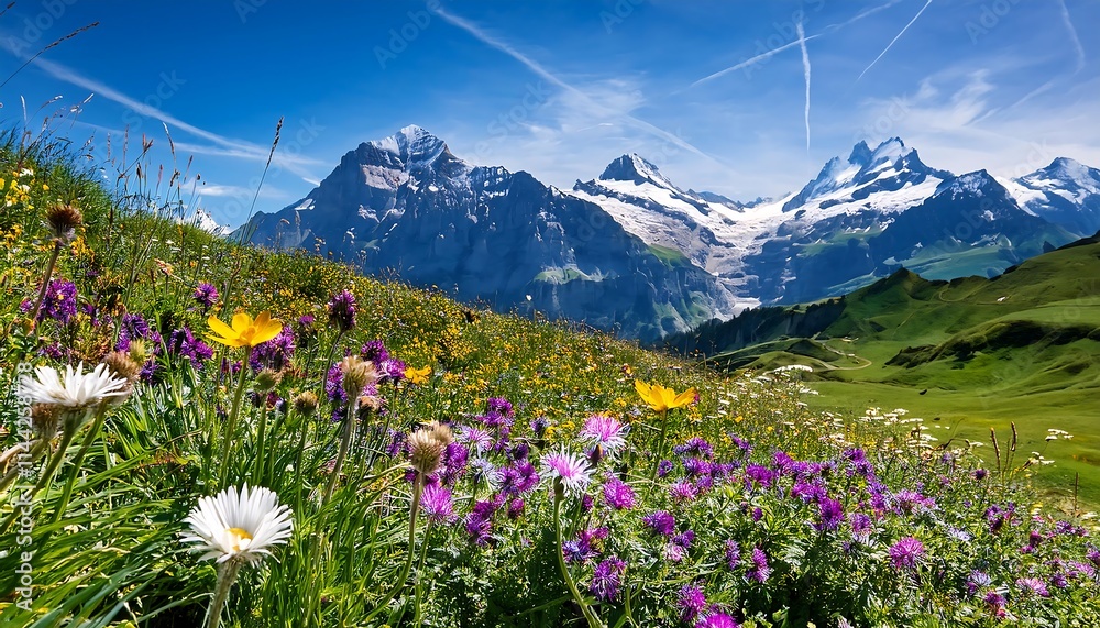 Obraz premium Mountain landscape with spectacular blooms in the Swiss Alps