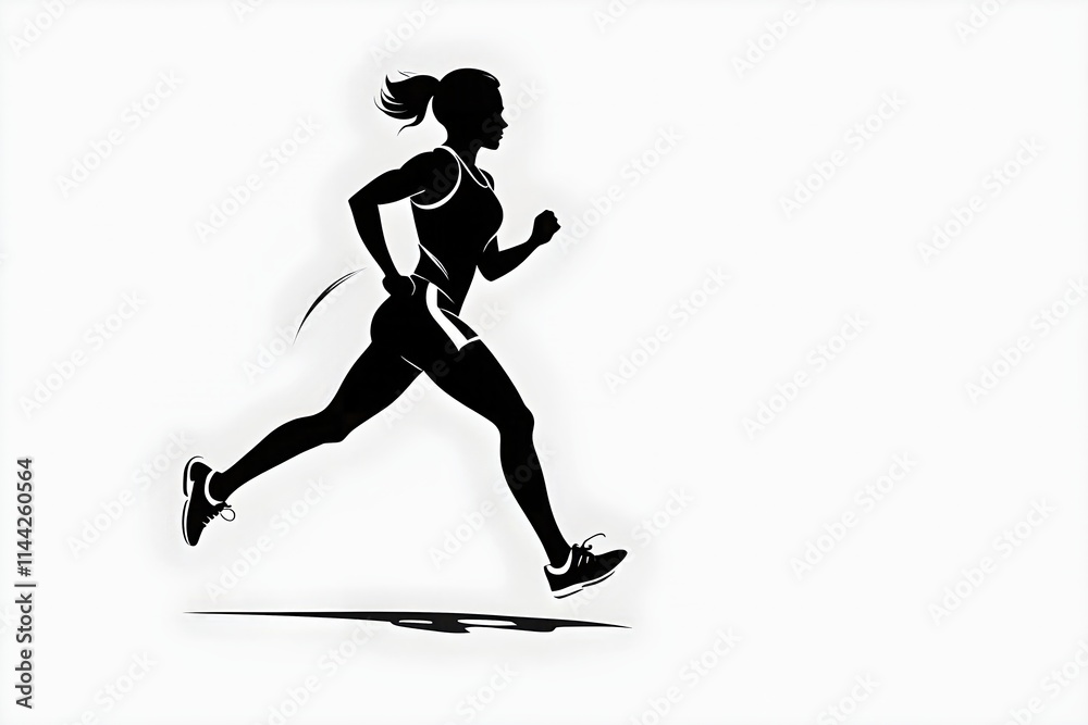 abstract stylized black icon of a runner silhouette on white background abstract stylized black icon of a runner silhouette on white background