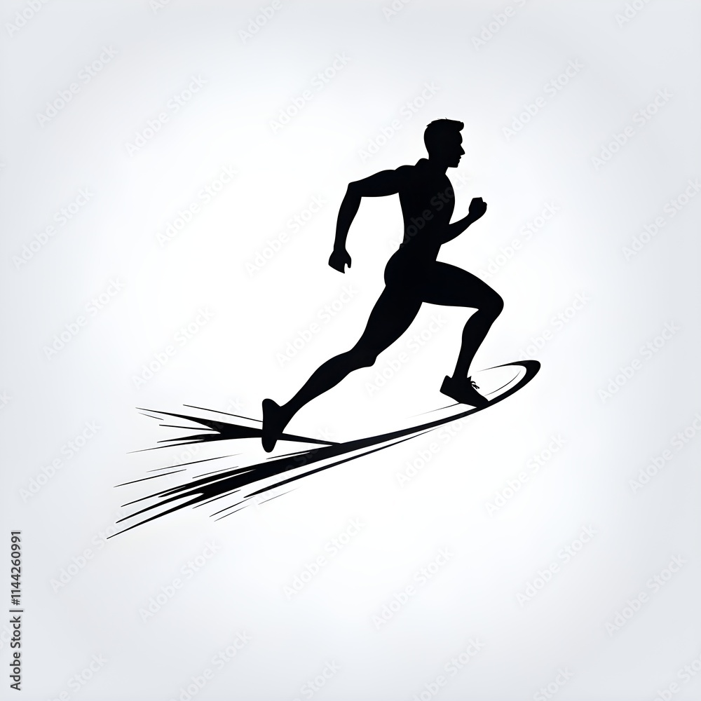 Naklejka premium abstract stylized black icon of a runner silhouette on white background