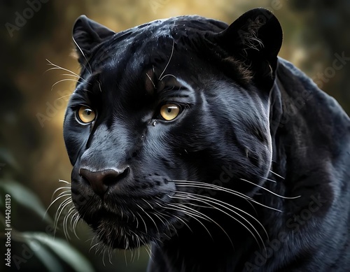 Majestic Black Panther: Photorealistic Portrait. generated by ai.  photo