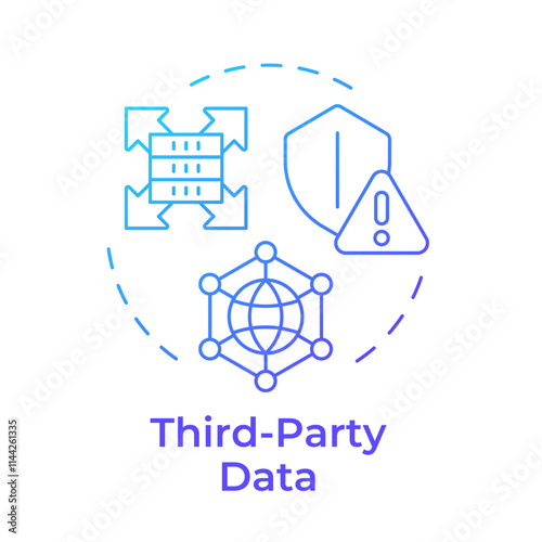 Third party data blue gradient concept icon. Customers information for business. Audience analysis. Round shape line illustration. Abstract idea. Graphic design. Easy to use in infographic