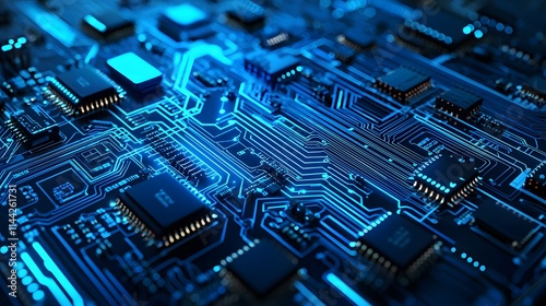 Detailed Blue Quantum Circuits in High-Tech Style