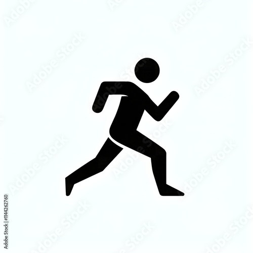 abstract stylized black icon of a runner silhouette on white background