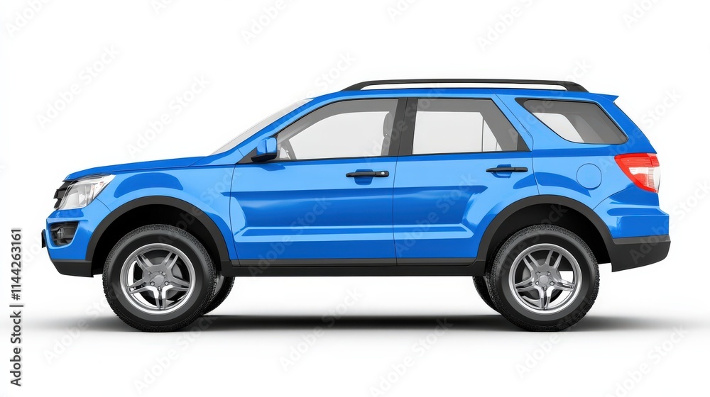 Blue SUV Car Isolated. Automobile Vehicle Auto Transportation in Blue Color Illustration Blue SUV Car Isolated. Automobile Vehicle Auto Transportation in Blue Color Illustration
