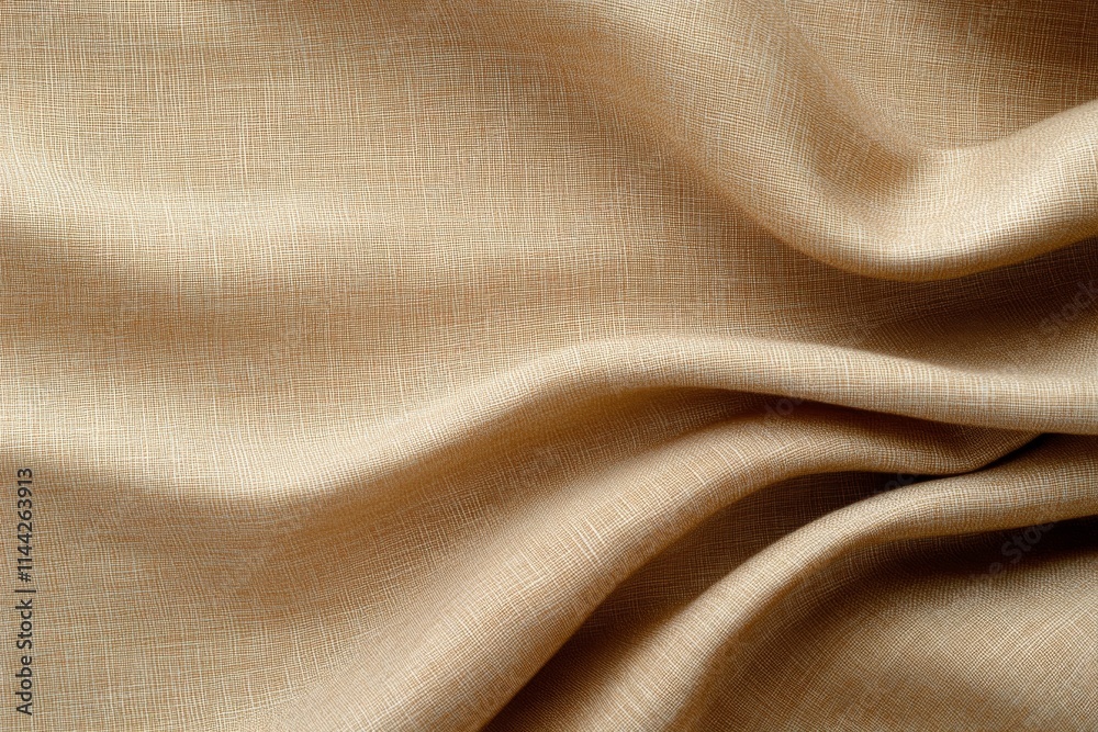 Smooth beige fabric drapes gracefully showcasing texture and warmth in soft lighting Smooth beige fabric drapes gracefully showcasing texture and warmth in soft lighting