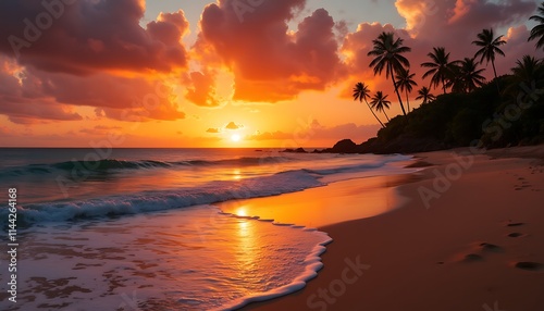 Sunset on a tropical beach