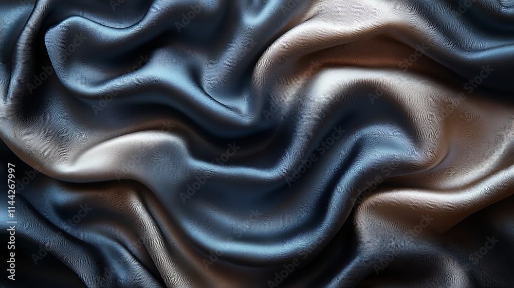 Elegant Draped Silk Fabric Blue and Beige Texture Background Elegant Draped Silk Fabric Blue and Beige Texture Background