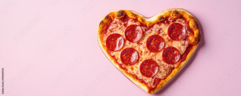 Heart shaped pepperoni pizza served on color background,Set of Valentine day,love and romantic banner,dating couple,dinner holiday meal concept,Romantic wedding. Heart shaped pepperoni pizza served on color background,Set of Valentine day,love and romantic banner,dating couple,dinner holiday meal concept,Romantic wedding.
