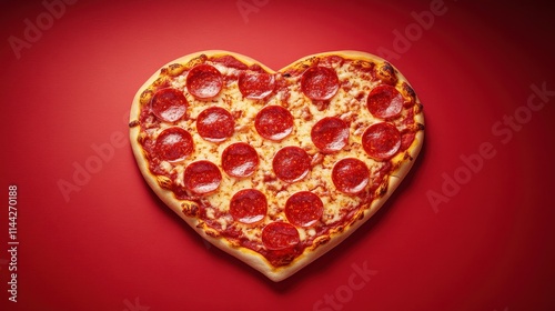 Heart shaped pepperoni pizza served on color background,Set of Valentine day,love and romantic banner,dating couple,dinner holiday meal concept,Romantic wedding.