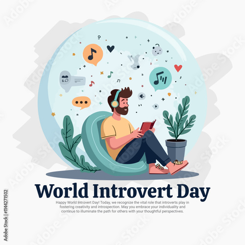 World Introvert Day on January 2nd social media post banner template