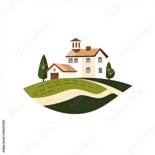 Design of farm house concept icon logo illustration isolated on white background