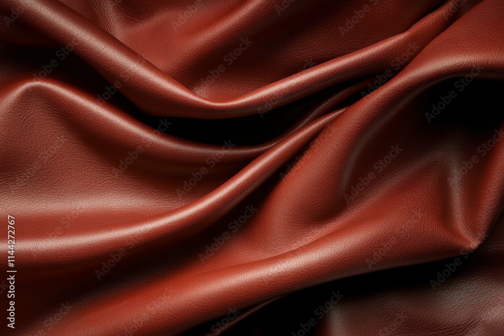Obraz premium Rich brown leather fabric with elegant folds and texture in soft lighting