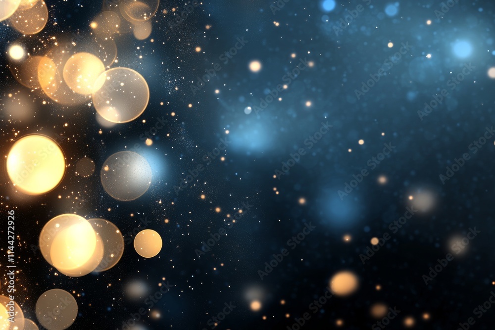 Soft glowing bokeh lights create a magical atmosphere with sparkling background effects during a nighttime setting