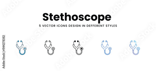 Stethoscope icons in different style vector stock illustration