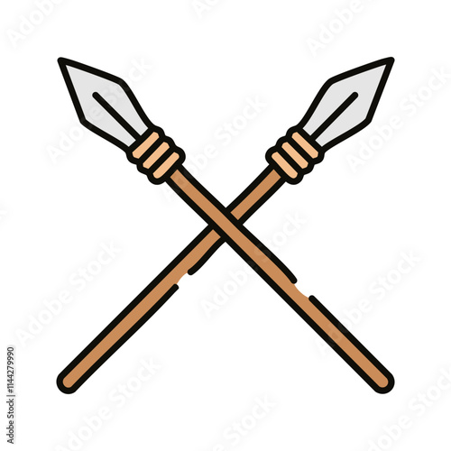 crossed spears weapon icon vector illustration design graphic flat and line style
