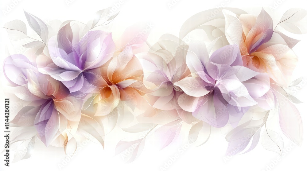 Delicate floral arrangement abstract art digital illustration soft colors aesthetic design serenity concept Delicate floral arrangement abstract art digital illustration soft colors aesthetic design serenity concept
