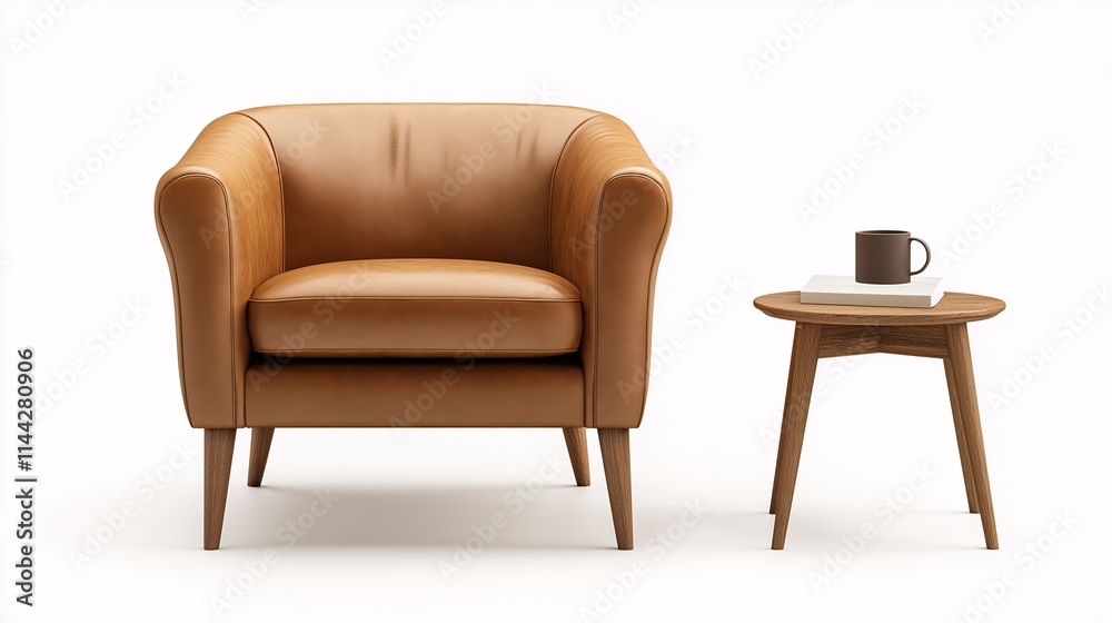 Elegant and Sophisticated Armchair Design with a Warm Leather Finish Ideal for Modern Living Spaces and Cozy Interiors Elegant and Sophisticated Armchair Design with a Warm Leather Finish Ideal for Modern Living Spaces and Cozy Interiors