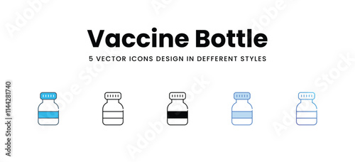 Vaccine Bottle icons in different style vector stock illustration