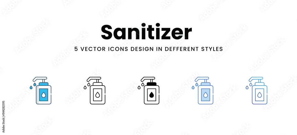 Sanitizer icons in different style vector stock illustration Sanitizer icons in different style vector stock illustration