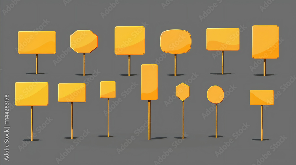 Set of yellow traffic signs. Traffic signs. School signs zone . Pedestrian.