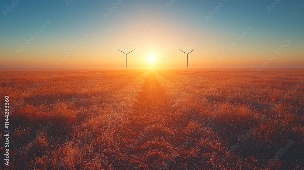 Golden Hour Energy: Wind Turbines at Sunset Golden Hour Energy: Wind Turbines at Sunset
