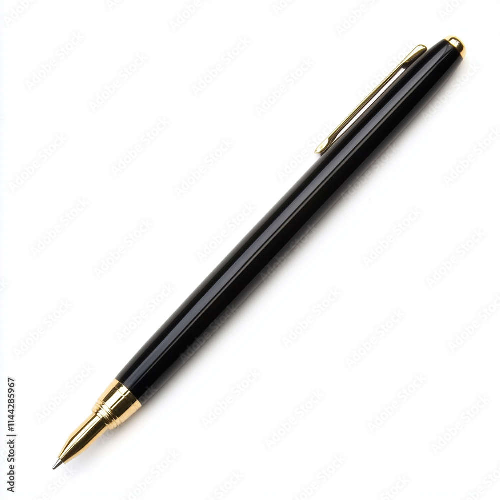 Elegant black pen with gold accents on white background. Perfect for writing Elegant black pen with gold accents on white background. Perfect for writing