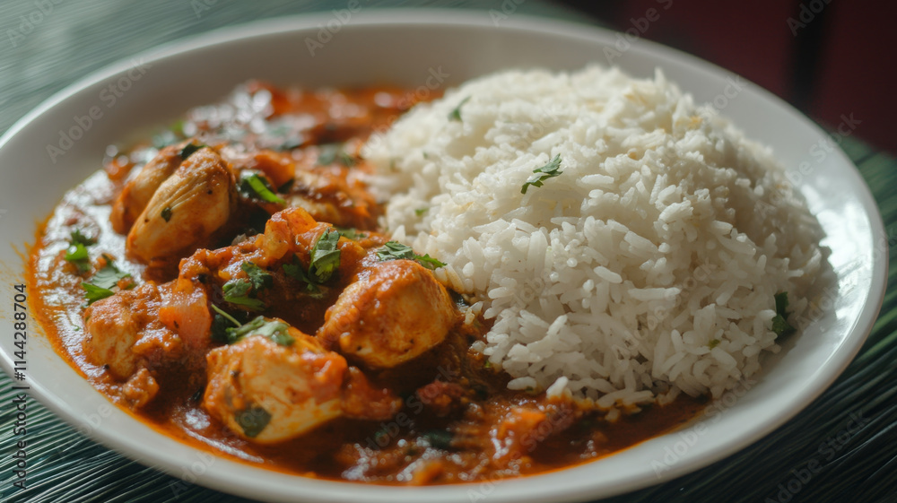 Bowl of Chicken Curry on Dark Rustic Background Bowl of Chicken Curry on Dark Rustic Background