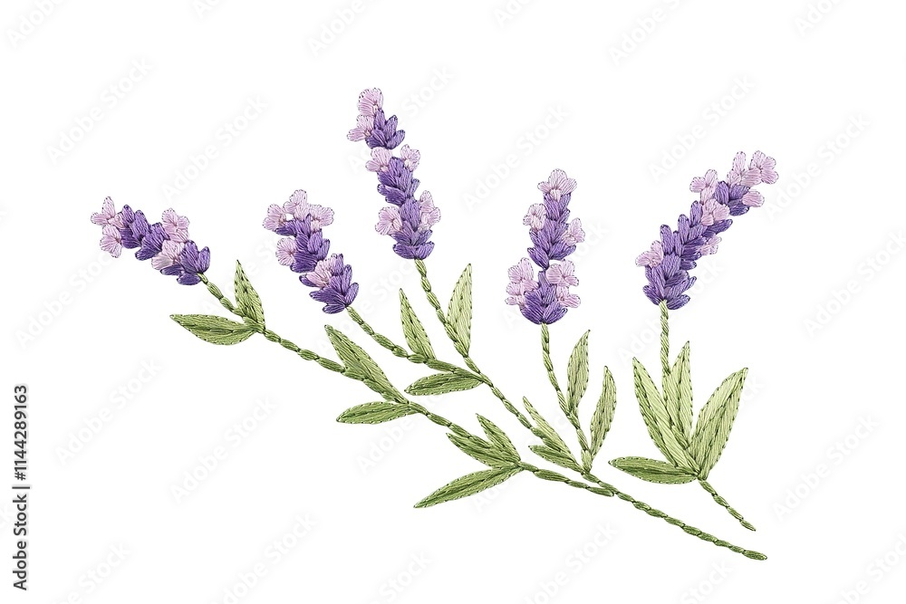 Fototapeta premium Delicate Embroidered Lavender Branch Design