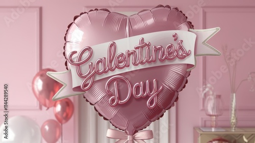 Heart Shaped Balloon in a Romantic Pink Galentine s Day Scene photo