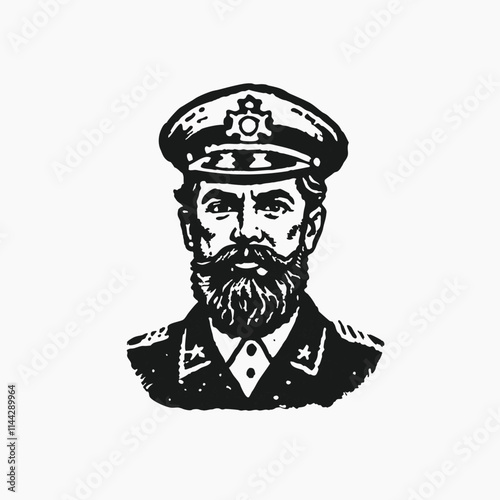 Set of man faces.Portrait of a sea captain, Marine old sailor or bluejacket, whistle and seaman with beard or men seafarer. travel by ship or boat.