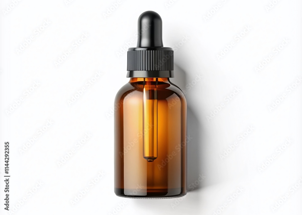 Amber Dropper Bottle Mockup: 1oz Essential Oil Serum Packaging, Macro Photography