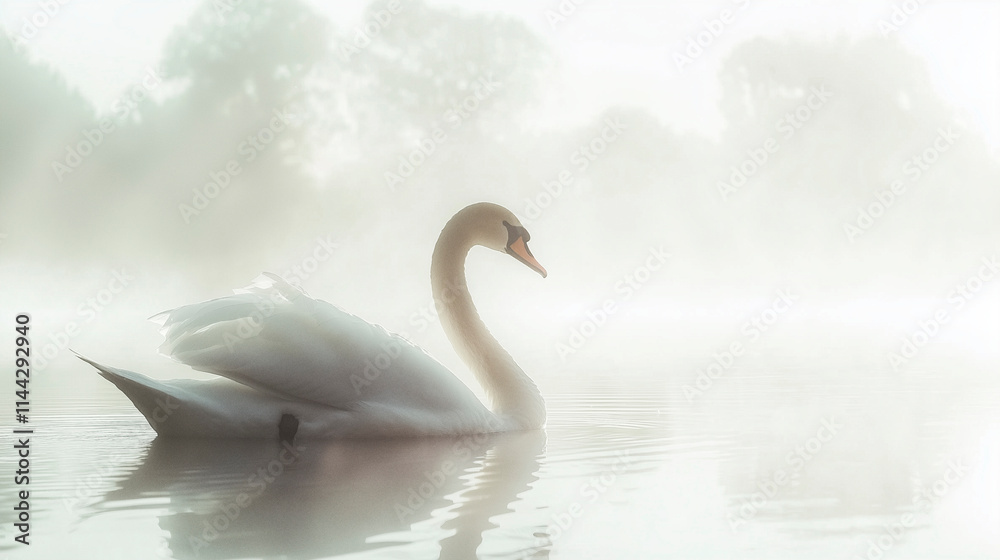 Trauernder Schwan im Nebel – Elegante Symbolik für Abschied und Gedenken Trauernder Schwan im Nebel – Elegante Symbolik für Abschied und Gedenken