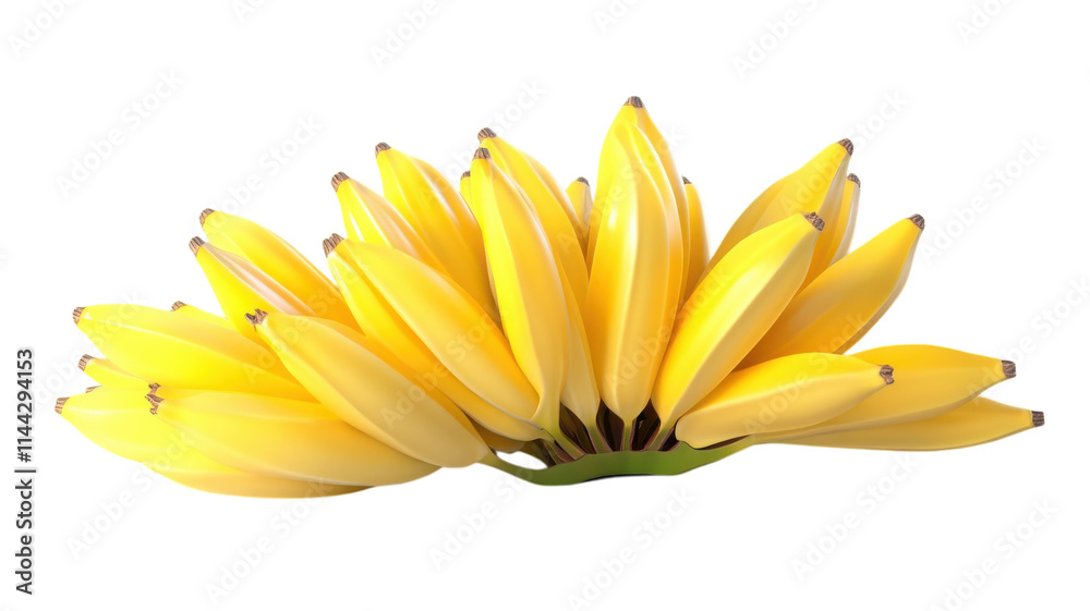 A vibrant bunch of yellow bananas on a white background, ideal for tropical-themed designs, fruit-related advertising, and healthy lifestyle promotions.. A vibrant bunch of yellow bananas on a white background, ideal for tropical-themed designs, fruit-related advertising, and healthy lifestyle promotions..