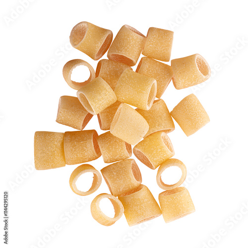 Uncooked tubetti lisci pasta pieces photo