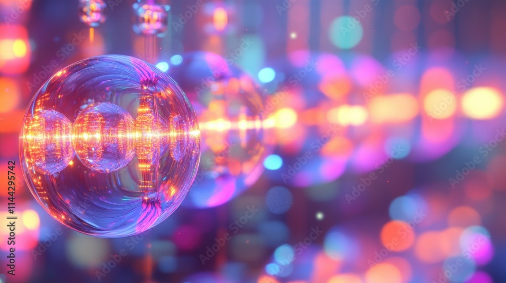Colorful Abstract Bubbles Reflecting Light in Vibrant Background Colorful Abstract Bubbles Reflecting Light in Vibrant Background