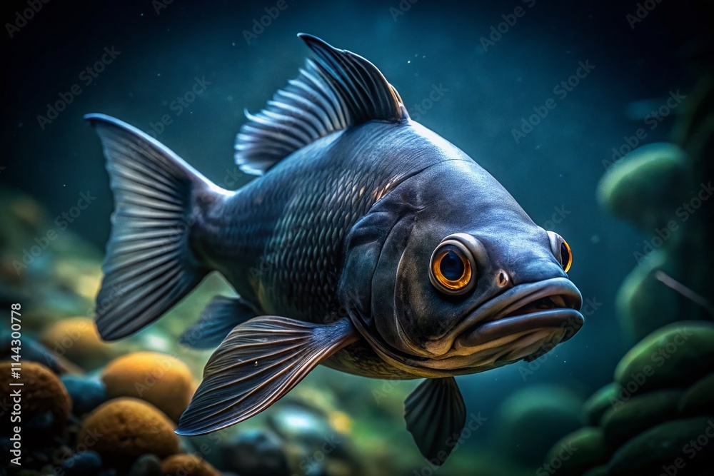 Black Fish Photography: High-Resolution Images, Deep Depth of Field, Aquatic Life, Underwater World, Dark Fish, Ocean Depths, Fish Portrait, Wildlife Photography Black Fish Photography: High-Resolution Images, Deep Depth of Field, Aquatic Life, Underwater World, Dark Fish, Ocean Depths, Fish Portrait, Wildlife Photography