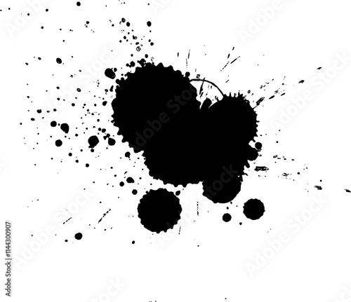 black ink brushed painting artistic splatter splash grunge graphic element