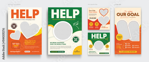 Social activity and charity flyer, social media and story set