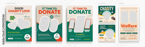 Humanitarian Charity flyer, social media and story bundle set template